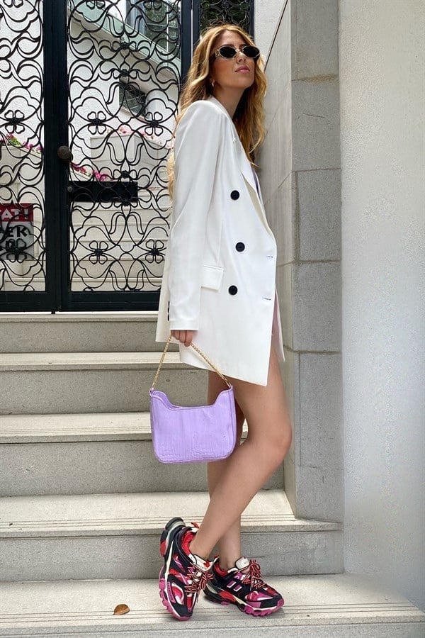 FUŞYA BELDEN OTURMALI BLAZER CEKET