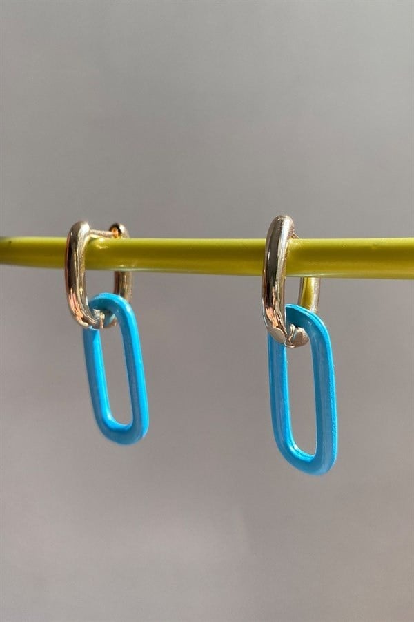 FUŞYA GOLD OVAL DİKDÖRTGEN KÜPE