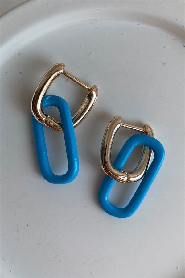 FUŞYA GOLD OVAL DİKDÖRTGEN KÜPE
