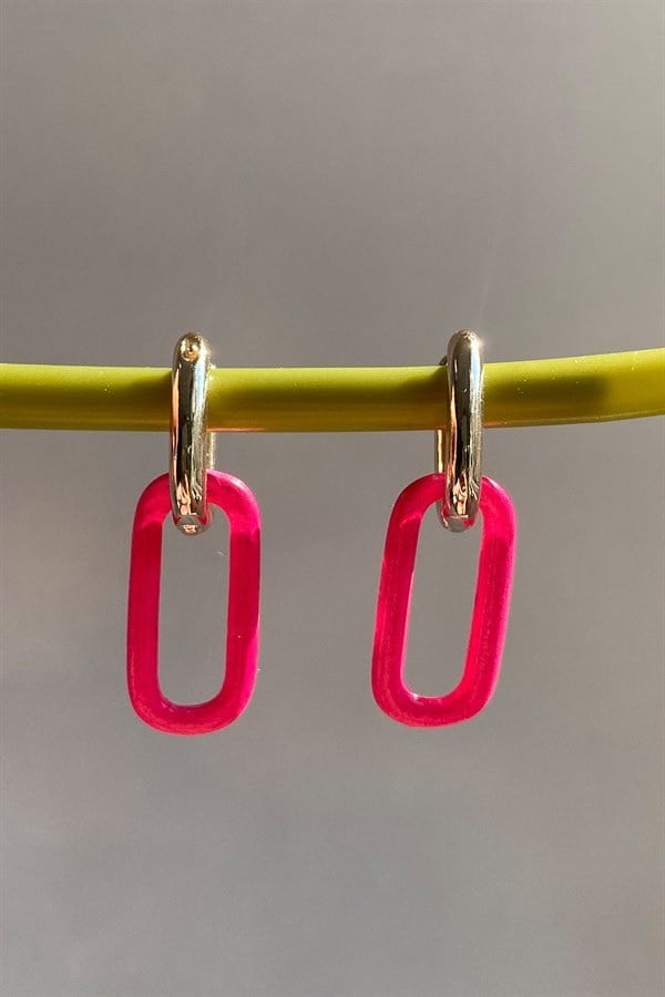 FUŞYA GOLD OVAL DİKDÖRTGEN KÜPE