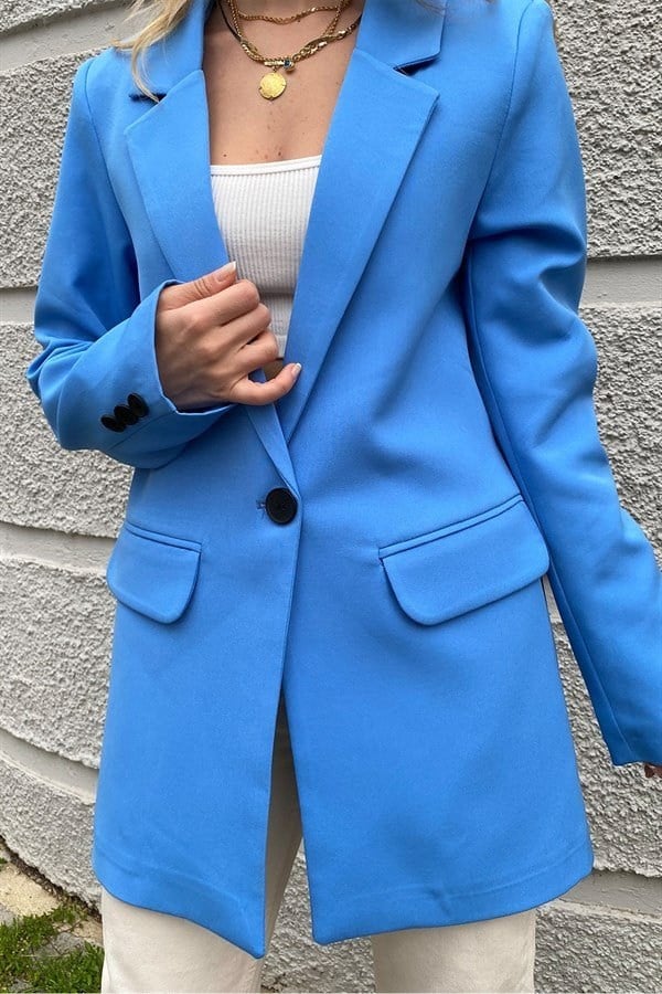 MAVİ TEK DÜĞME BLAZER CEKET