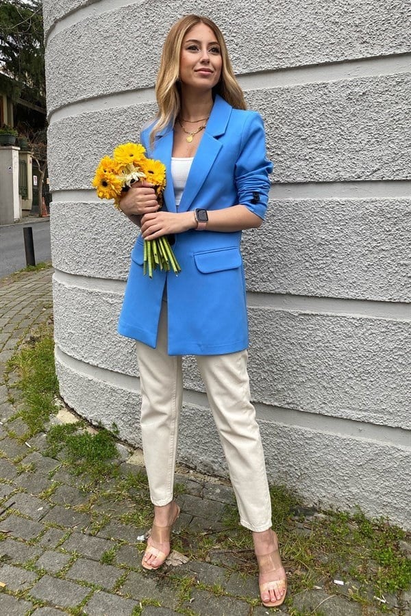 MAVİ TEK DÜĞME BLAZER CEKET