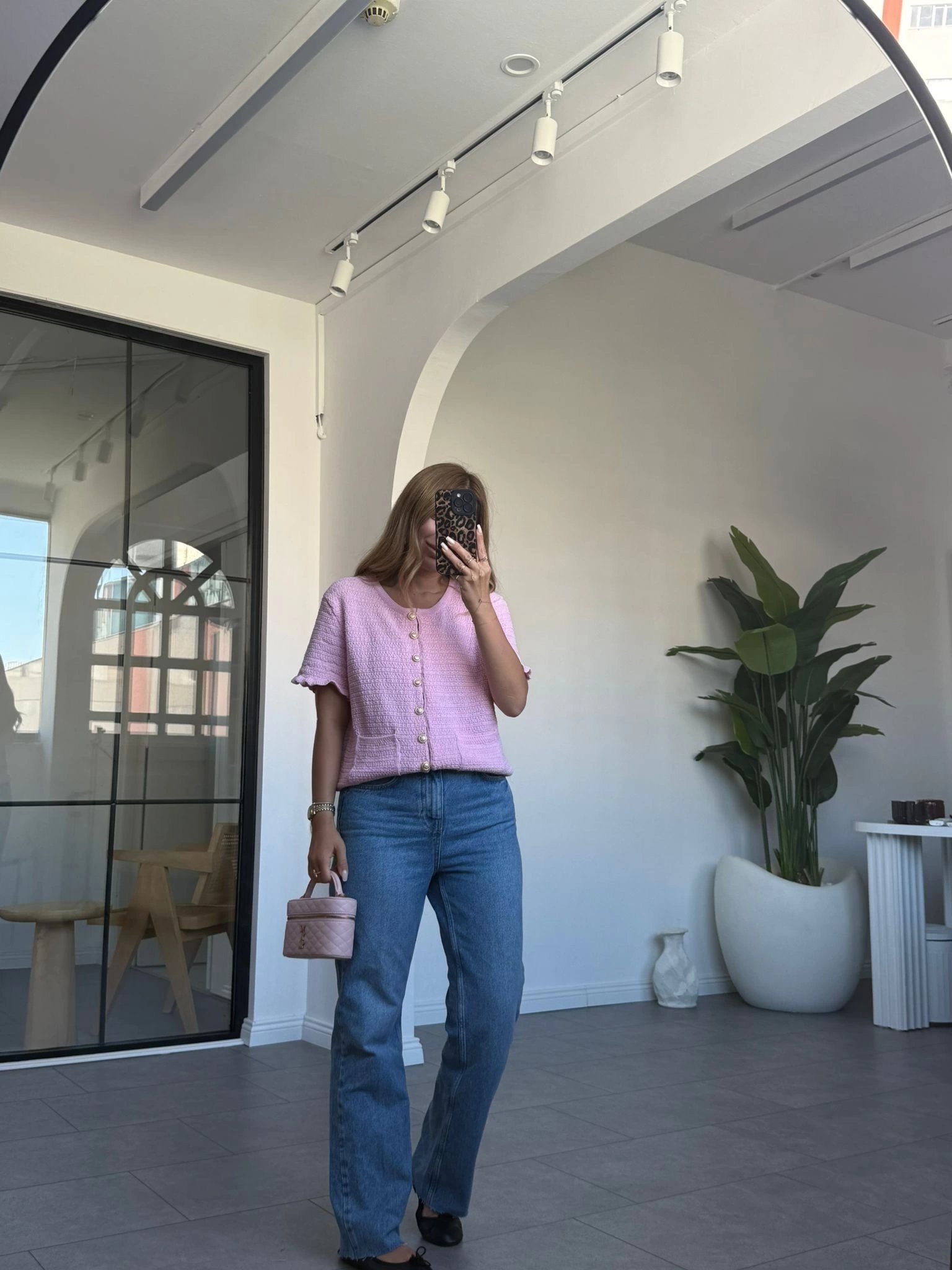 PEMBE GOLD DÜĞMELİ KISA KOL TRİKO HIRKA