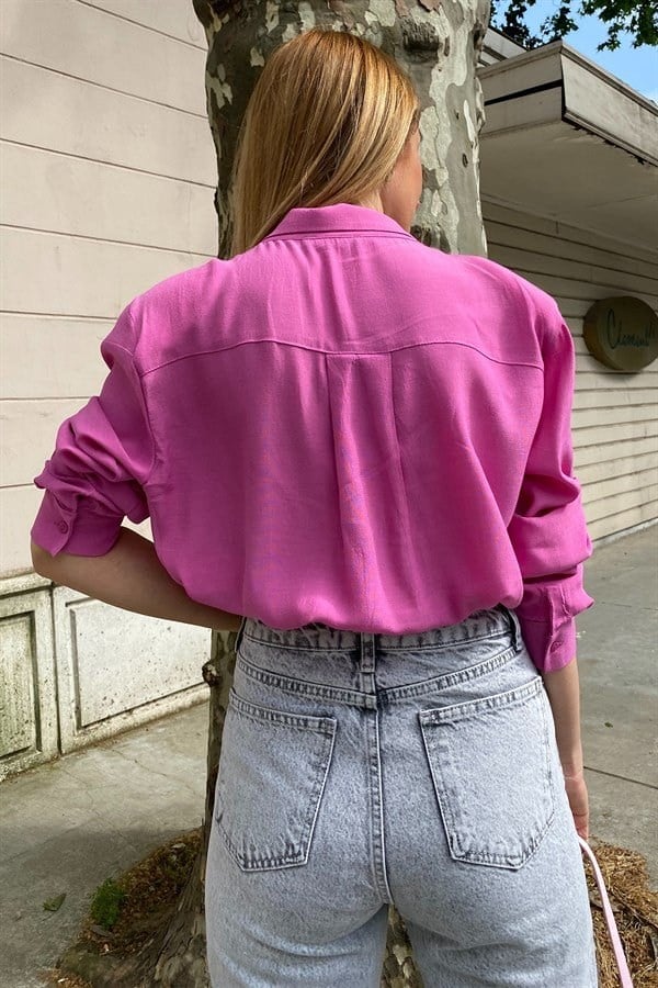PEMBE KOL VATKALI CROP GÖMLEK