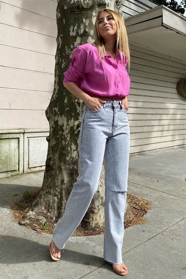 PEMBE KOL VATKALI CROP GÖMLEK