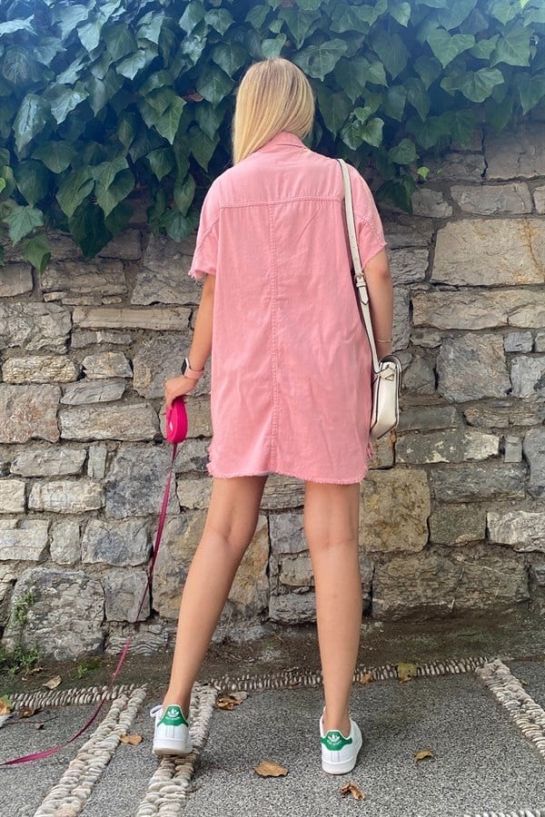 PEMBE PÜSKÜL DETAYLI YELEK