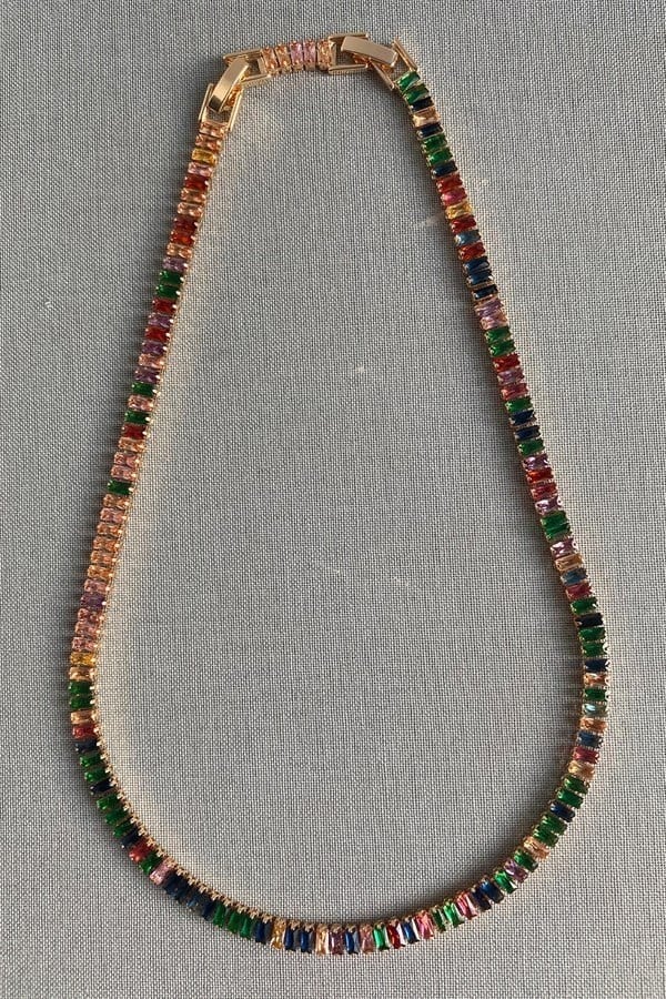RENKLİ BAGET TAŞLI SU YOLU CHOKER KOLYE