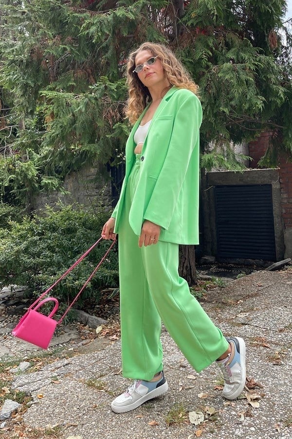 YEŞİL İKİ DÜĞMELİ BLAZER CEKET
