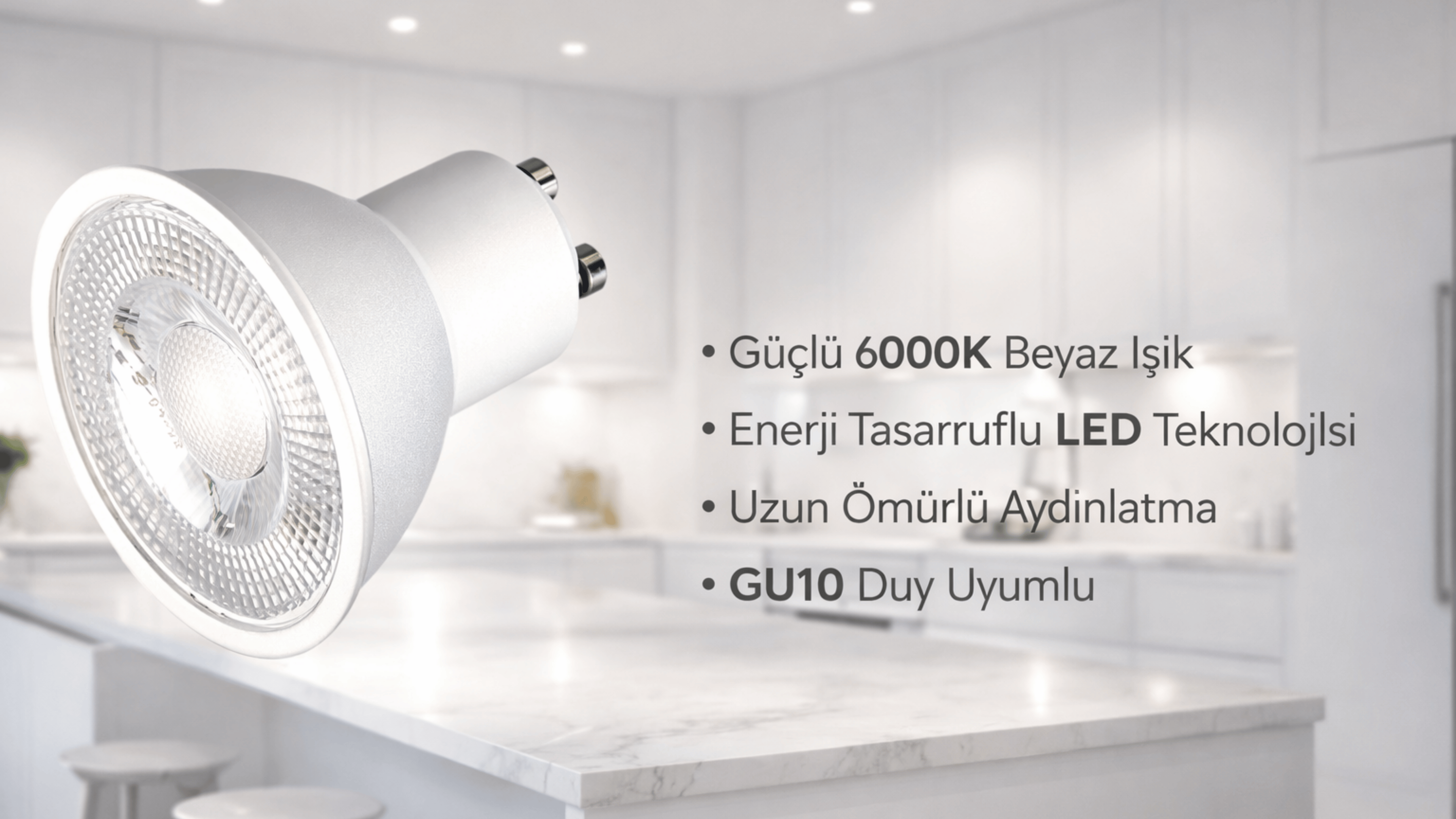 CM GU10 7W LED Spot Ampul 6000K Beyaz Işık – Enerji Tasarruflu Yüksek Parlaklık GU10 Spot Lamba