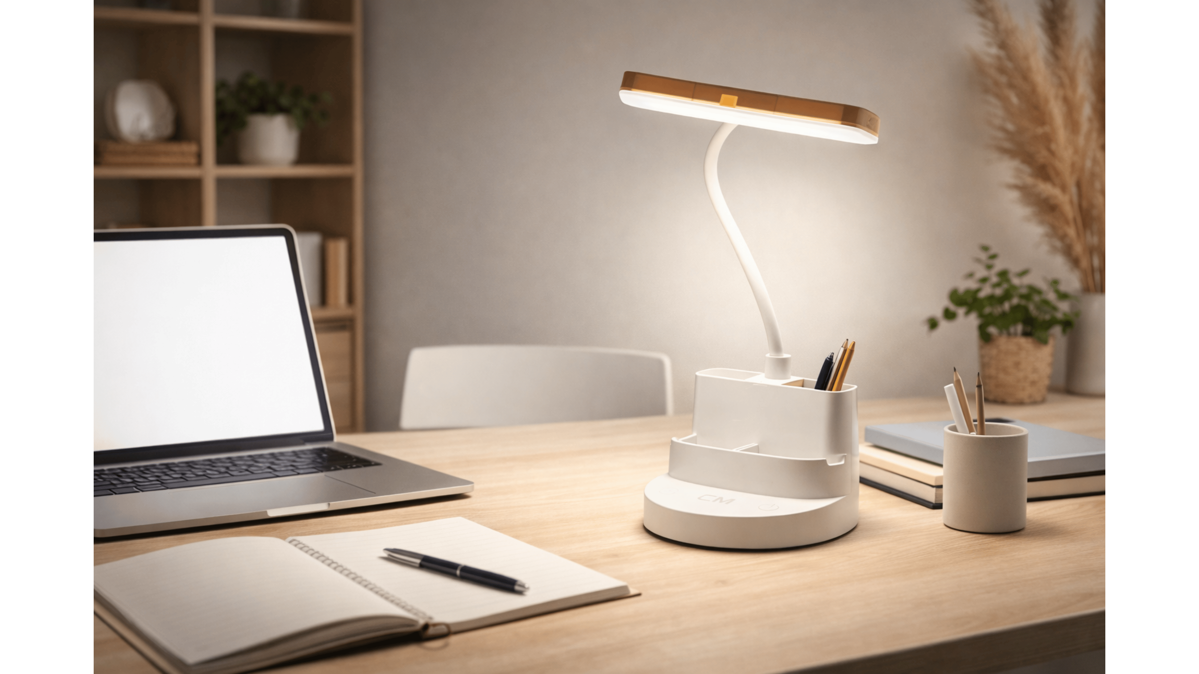 CM Şarjlı LED Masa Lambası 3 Renk Işık (3200K / 4000K / 6500K) Standlı Kalemlikli Esnek Gövdeli Masaüstü Çalışma Lambası USB Şarjlı Taşınabilir LED Aydınlatma