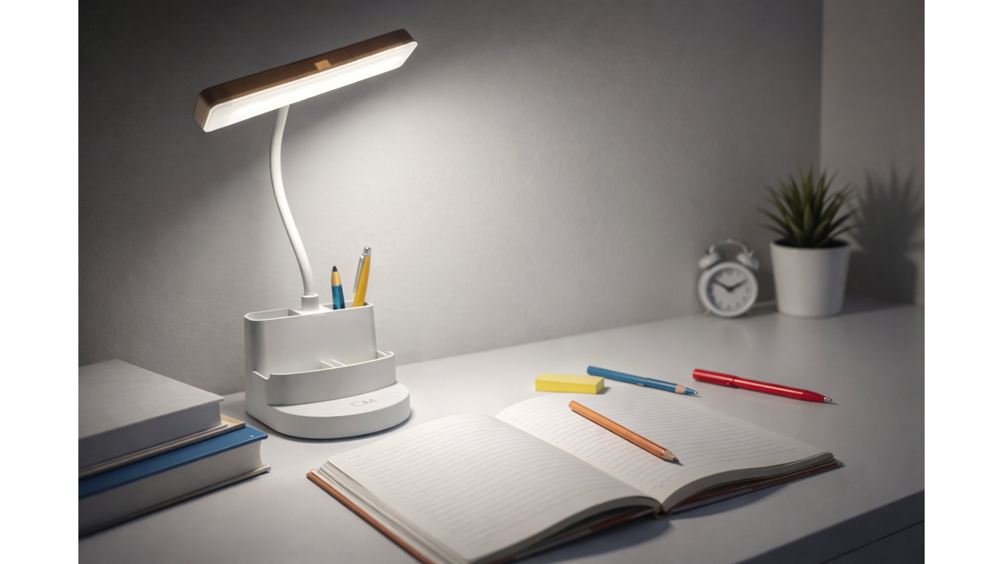 CM Şarjlı LED Masa Lambası 3 Renk Işık (3200K / 4000K / 6500K) Standlı Kalemlikli Esnek Gövdeli Masaüstü Çalışma Lambası USB Şarjlı Taşınabilir LED Aydınlatma