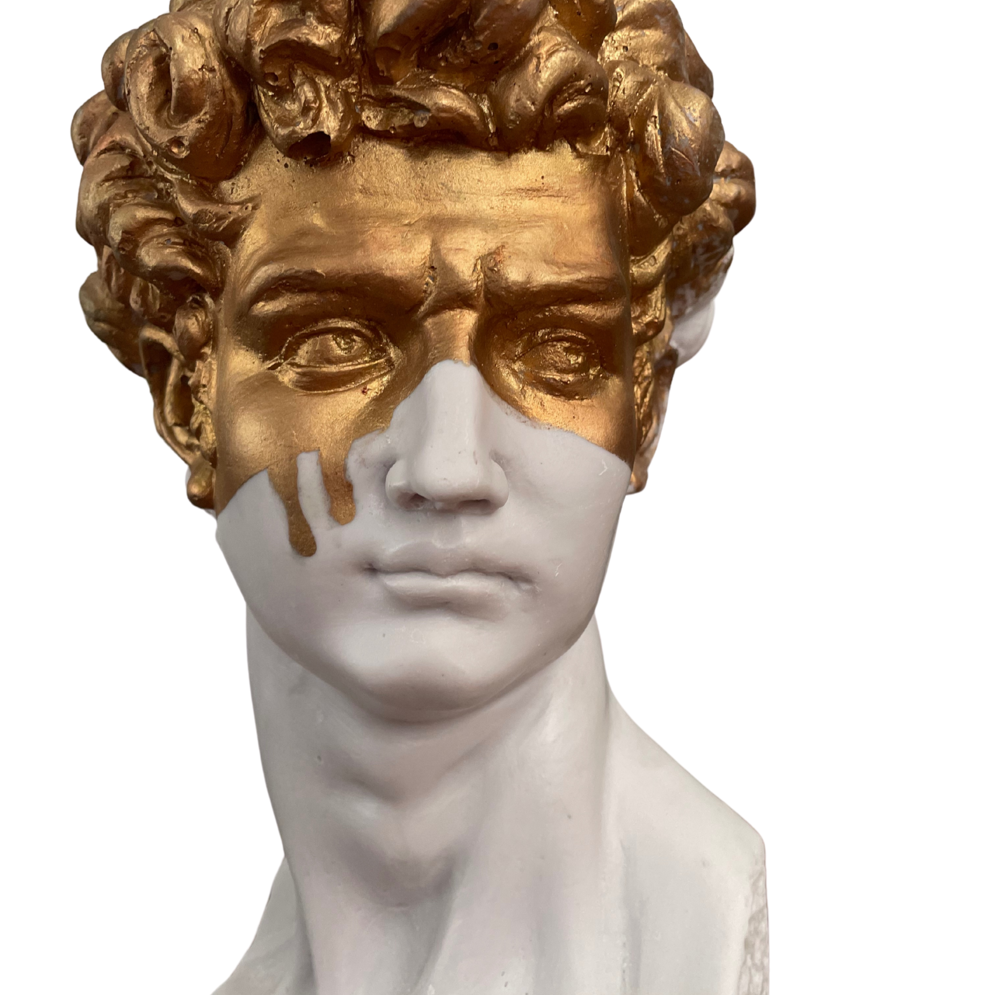 David Büstü - Altın Varak Detaylı Modern Sanat Heykeli