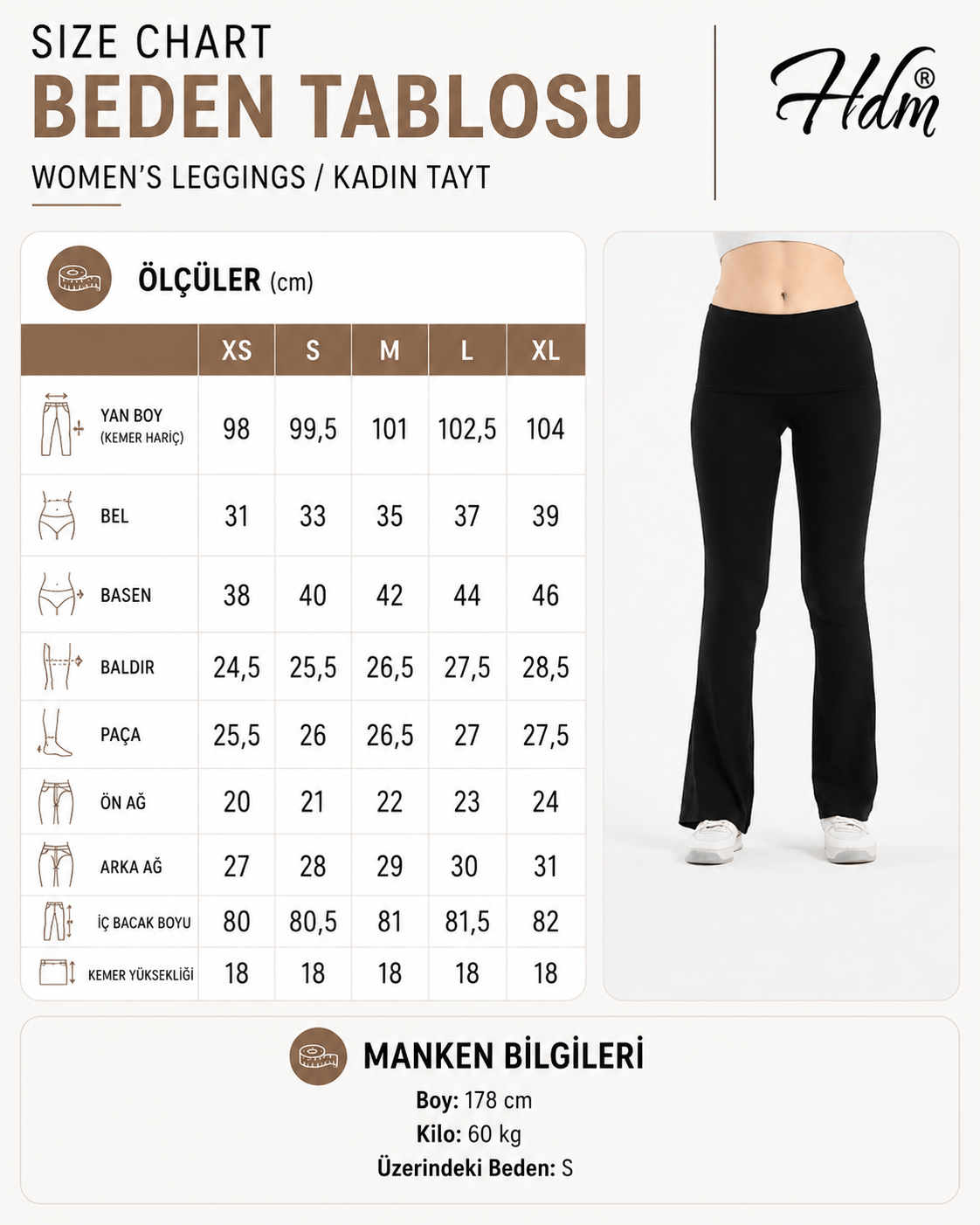 Hdm Kadın Beli Katlamalı Bej İspanyol Paça Tayt - H5989