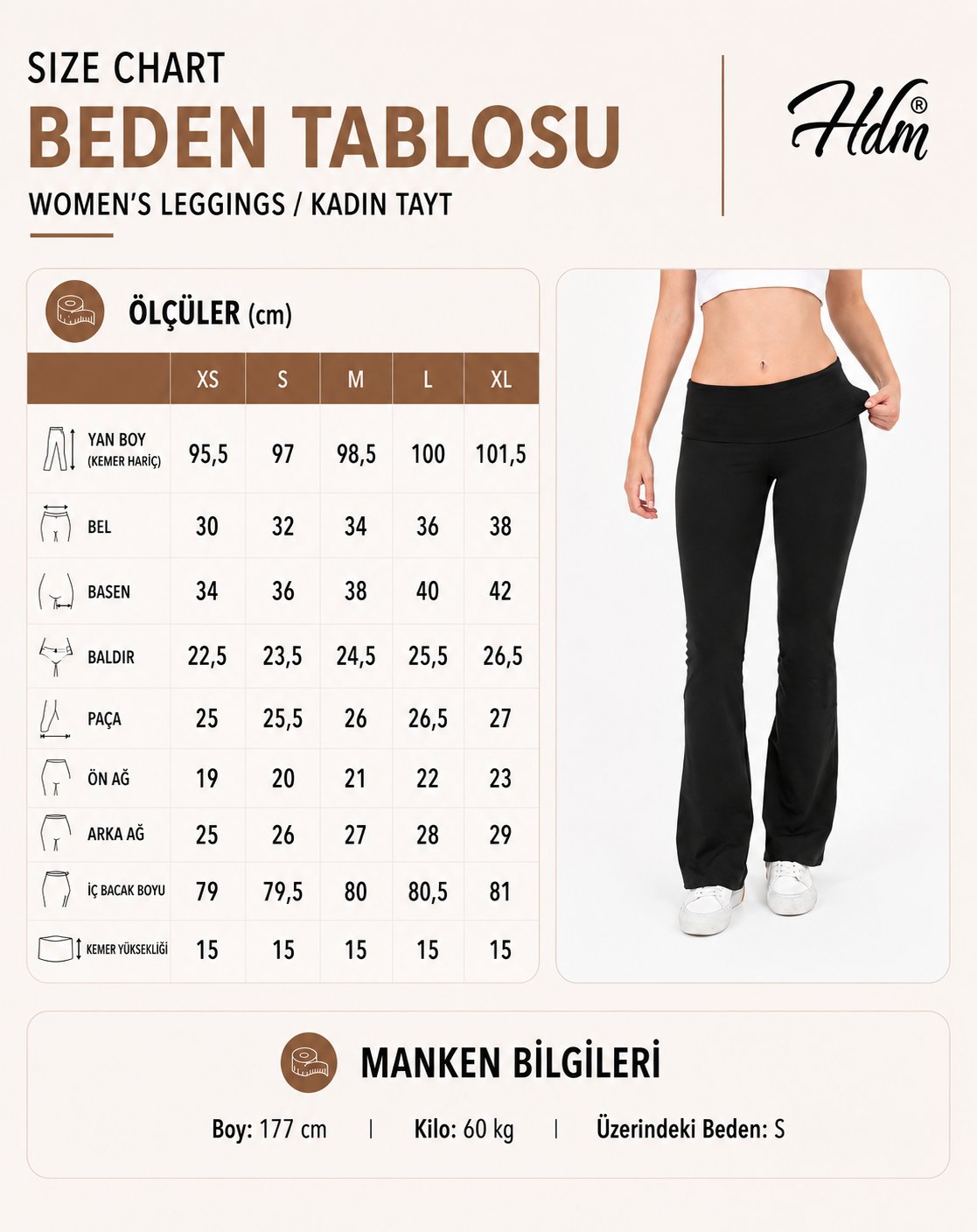 Hdm Kadın Beli Katlamalı Siyah İspanyol Paça Tayt - H6158