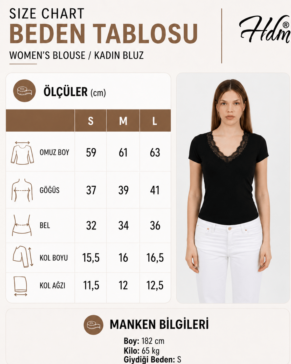 Hdm Kadın Beyaz V Yaka Dantelli Fitilli Kaşkorse Kısa Kollu Bluz - H6071