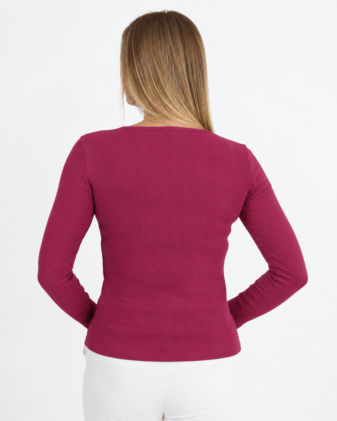Hdm Kadın Bordo Uzun Kollu Fitilli Patlı Çıtçıtlı Basic Örme Bluz - H6172