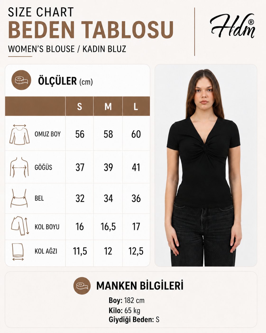 Hdm Kadın Ekru Büzgü Detaylı Fitilli Normal Kalıp Günlük Bluz - H6040