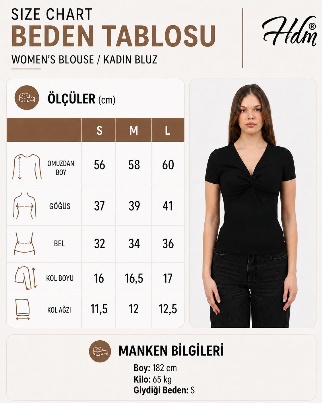 Hdm Kadın Ekru Büzgü Detaylı Fitilli Normal Kalıp Günlük Bluz - H6040