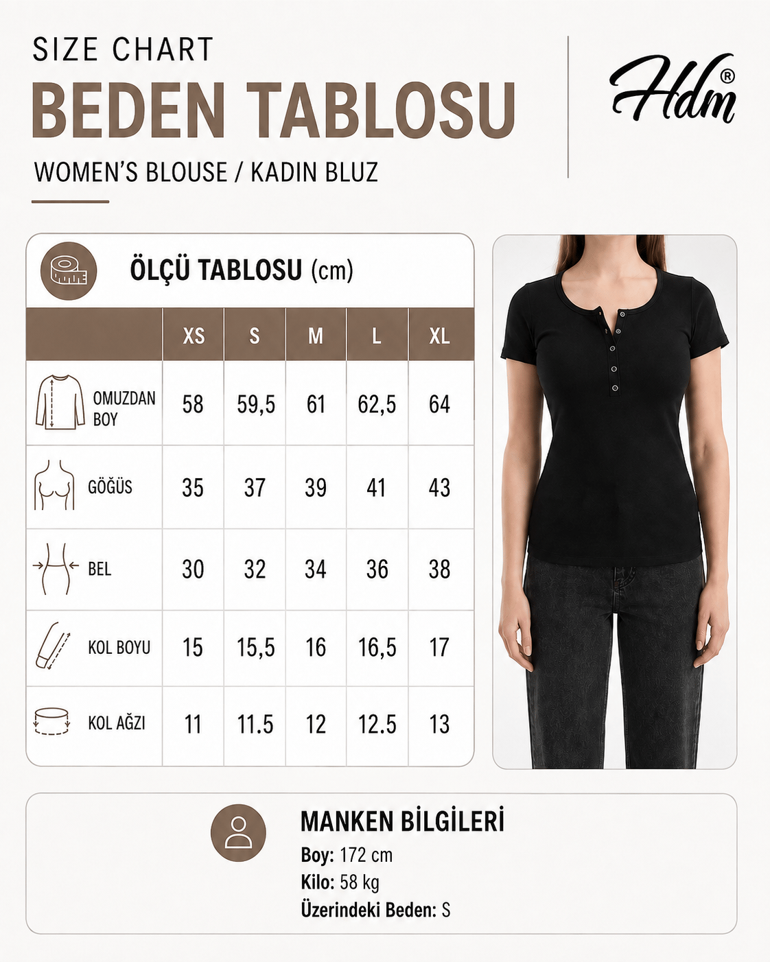 Hdm Kadın Esnek Fitilli Yakası Çıtçıtlı Siyah Kısa Kol Basic Örme Bluz - H5993