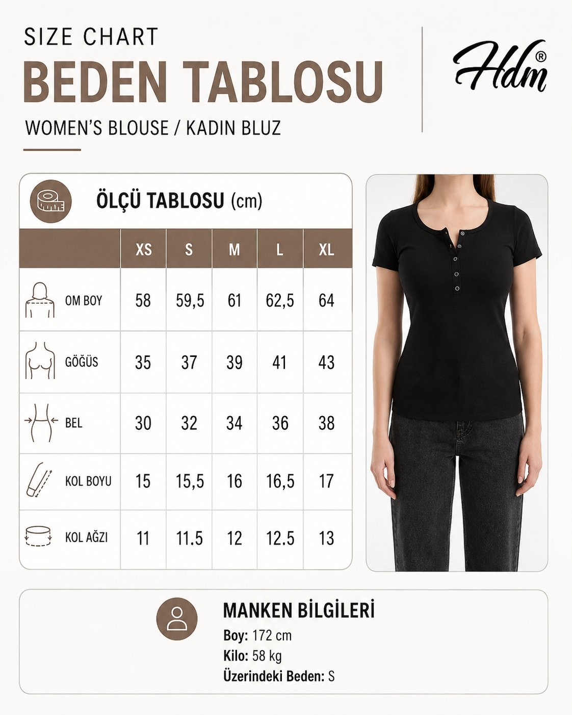 Hdm Kadın Esnek Fitilli Yakası Çıtçıtlı Fildişi Kısa Kol Basic Örme Bluz - H5993