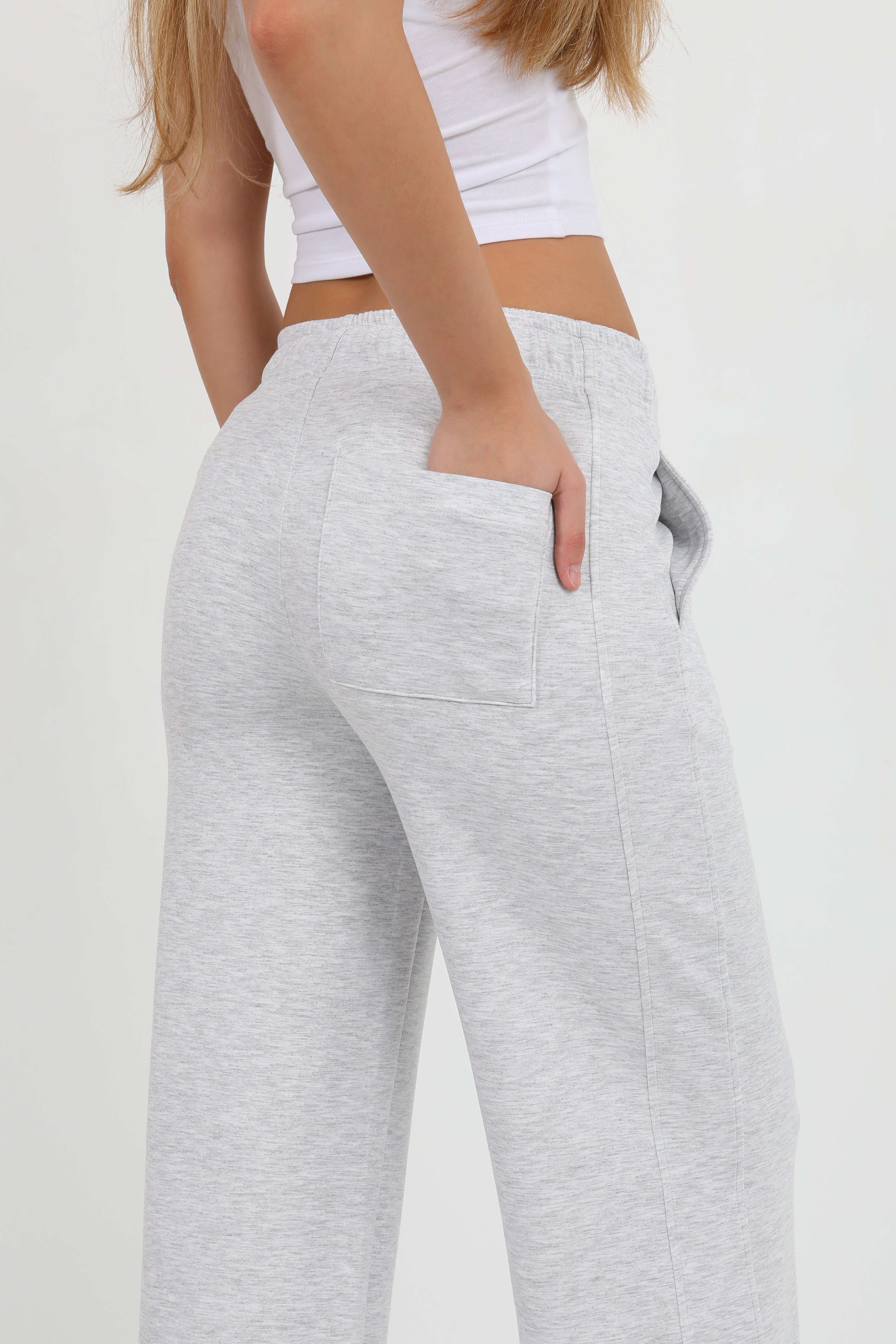 Hdm Kadın Karmelanj Beli Lastikli Cepli Bol Paça Pantolon - H6176