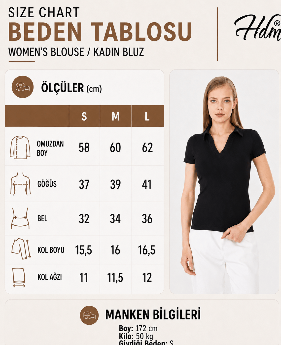 Hdm Kadın Mavi Polo Yaka Fitilli Günlük Bluz - H6038