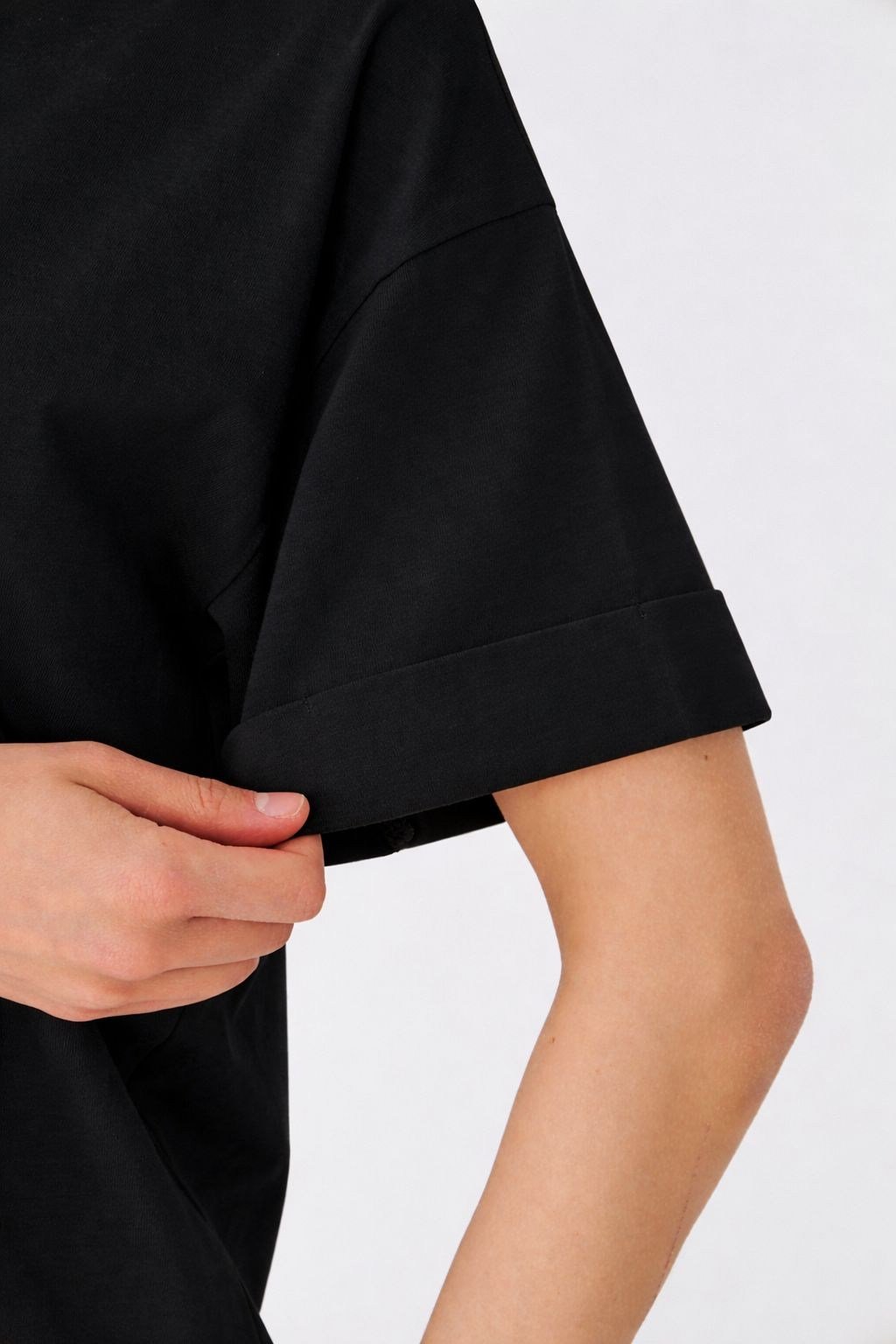 Hdm Kadın Siyah Basic Oversize %100 Pamuklu Rahat Kesim Günlük Tişört - H6041