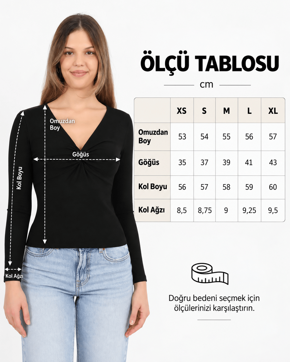 Hdm Kadın Siyah Büzgü Detaylı Yumuşak Örme Uzun Kollu Bluz - H6177