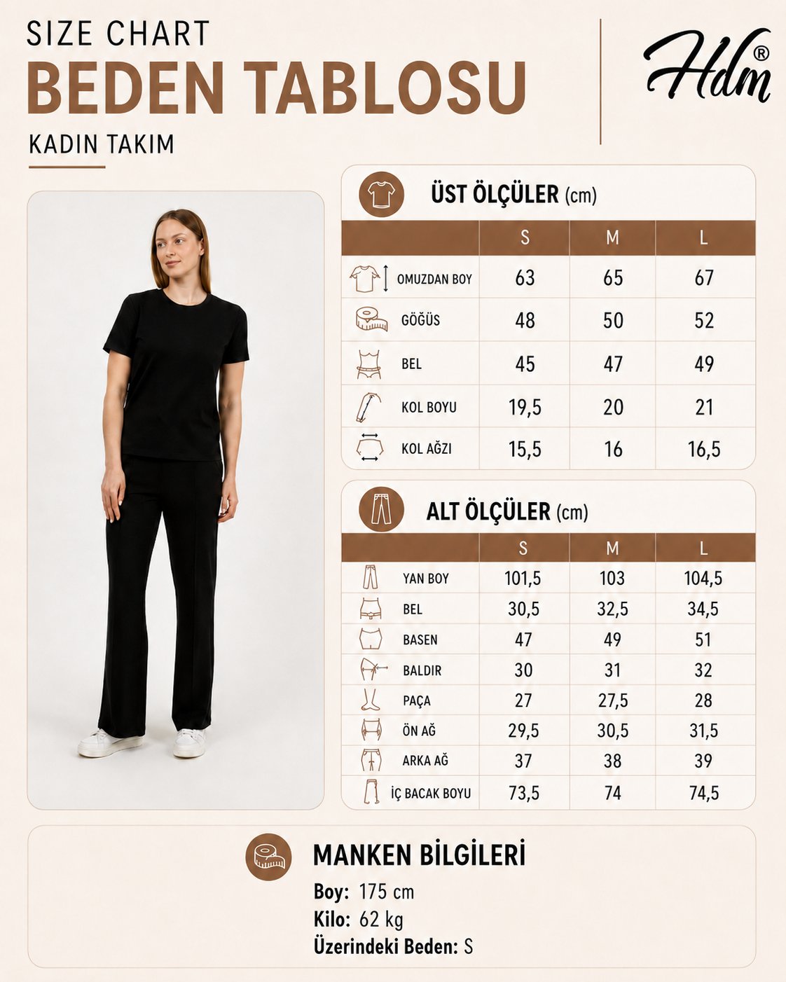 Hdm Kadın Siyah Kısa Kol Bisiklet Yaka Rahat Kalıp Esnek Örme Alt-Üst Takım - H6052
