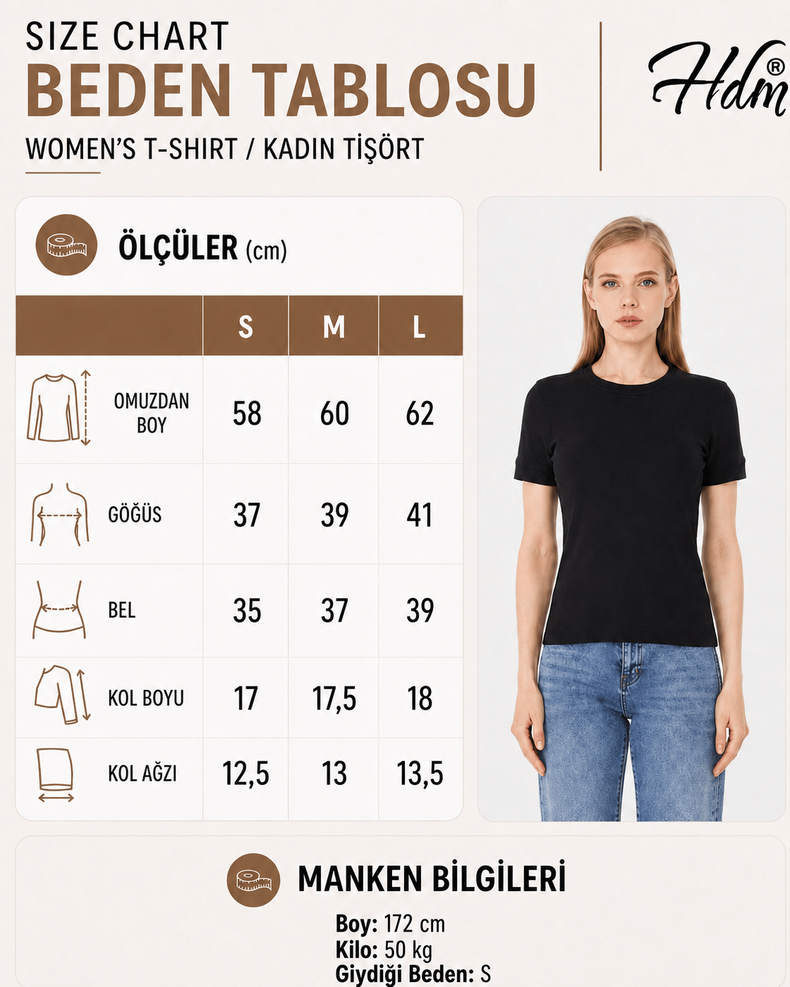 Hdm Kadın Siyah Kısa Kollu Fitilli Basic Bisiklet Yaka Tişört - H6037