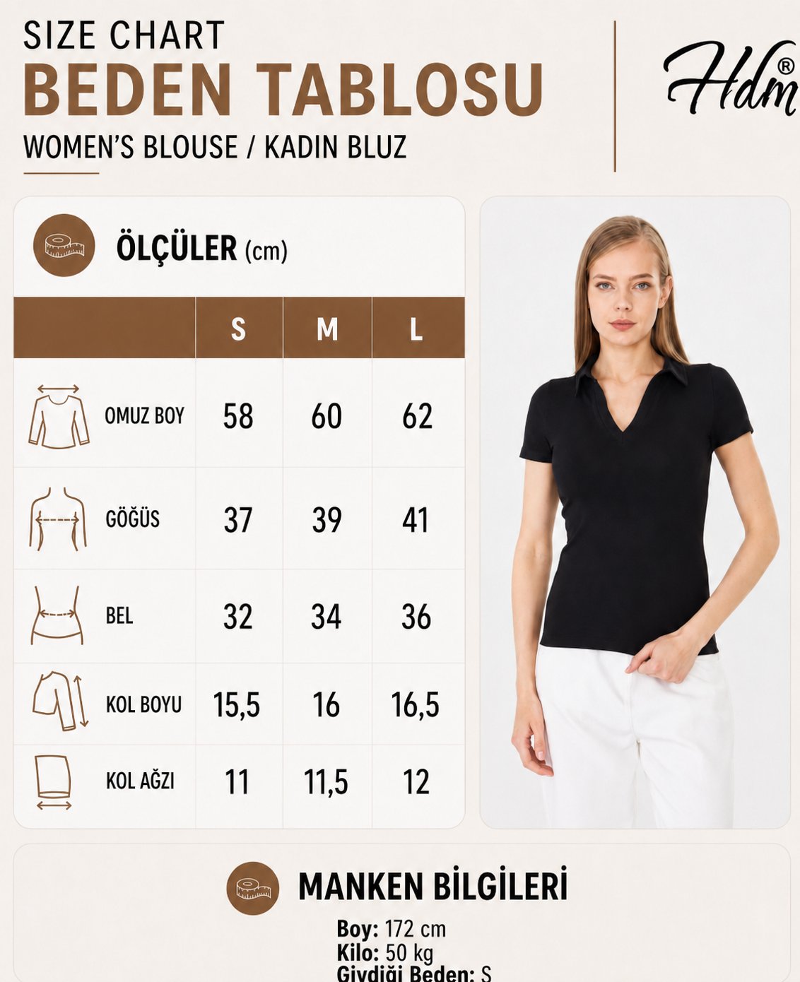 Hdm Kadın Siyah Polo Yaka Fitilli Günlük Bluz - H6038