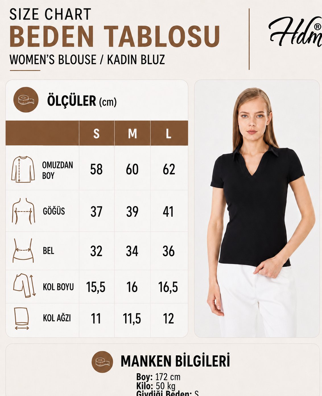 Hdm Kadın Siyah Polo Yaka Fitilli Günlük Bluz - H6038