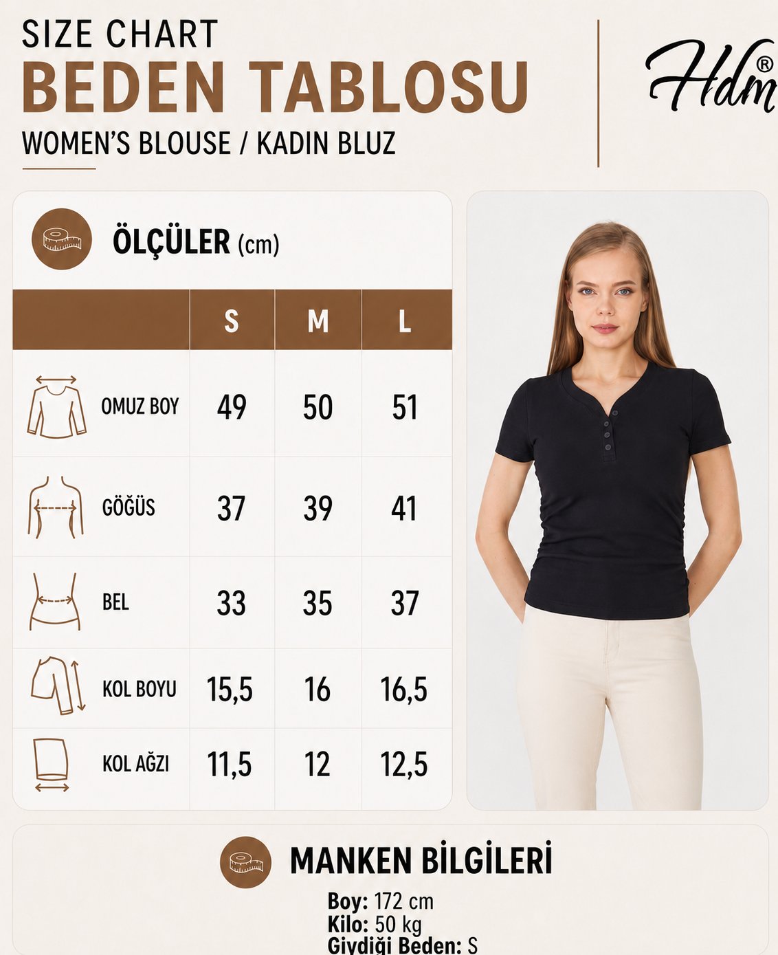 Hdm Kadın Siyah Yanı Büzgülü Önü Düğmeli Fitilli V Yaka Bluz - H6039