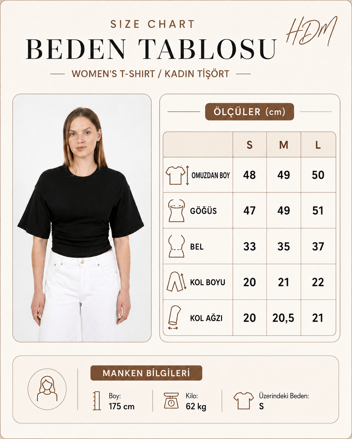 Hdm Kadın Siyah Yanları Büzgülü Kısa Kol T-Shirt - H6085