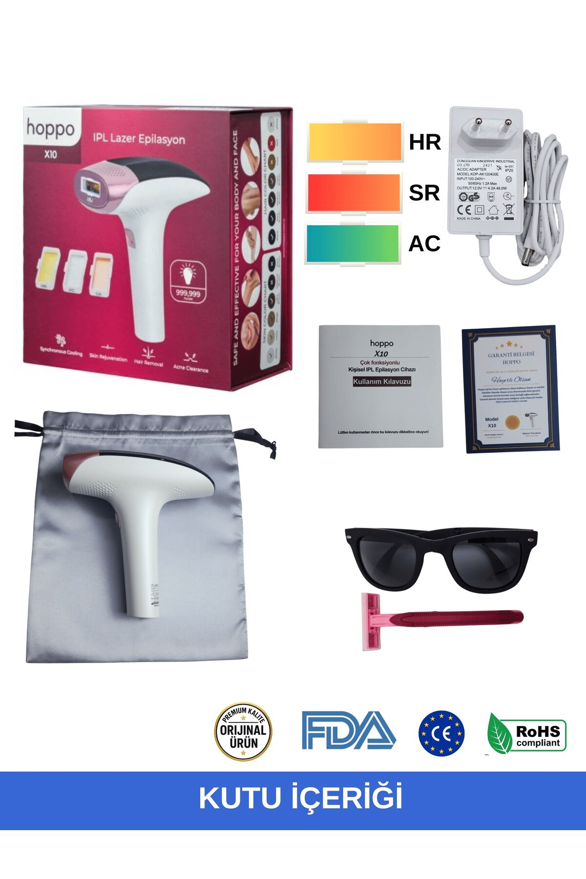X10 Ipl Buz Lazer Epilasyon Cihazı 999,999 Flaş Atım Dokunmatik Ekran