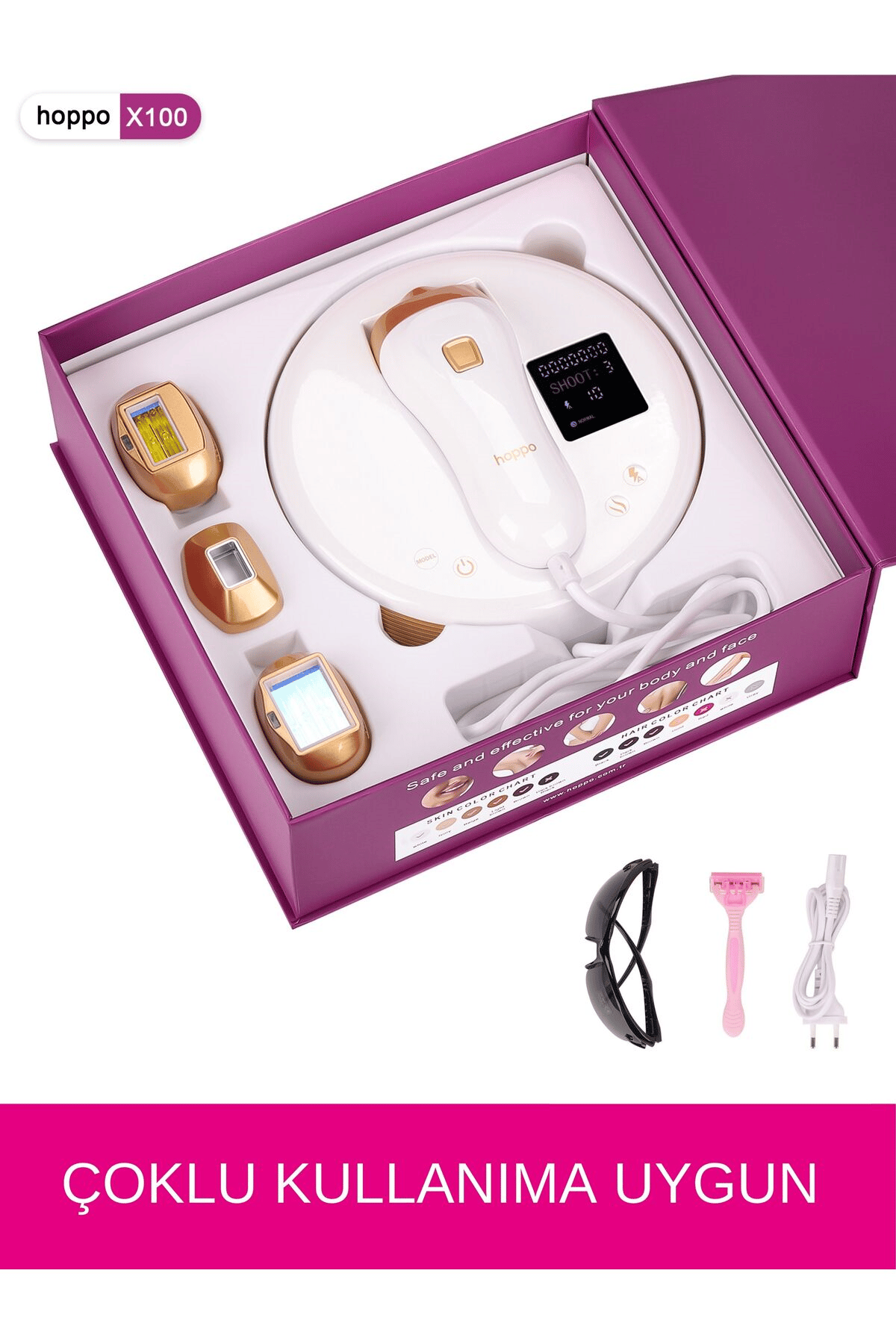 X100 Ipl Buz Lazer Epilasyon Cihazı Sınırsız Atım 10 Kademe Ultra Güçlü
