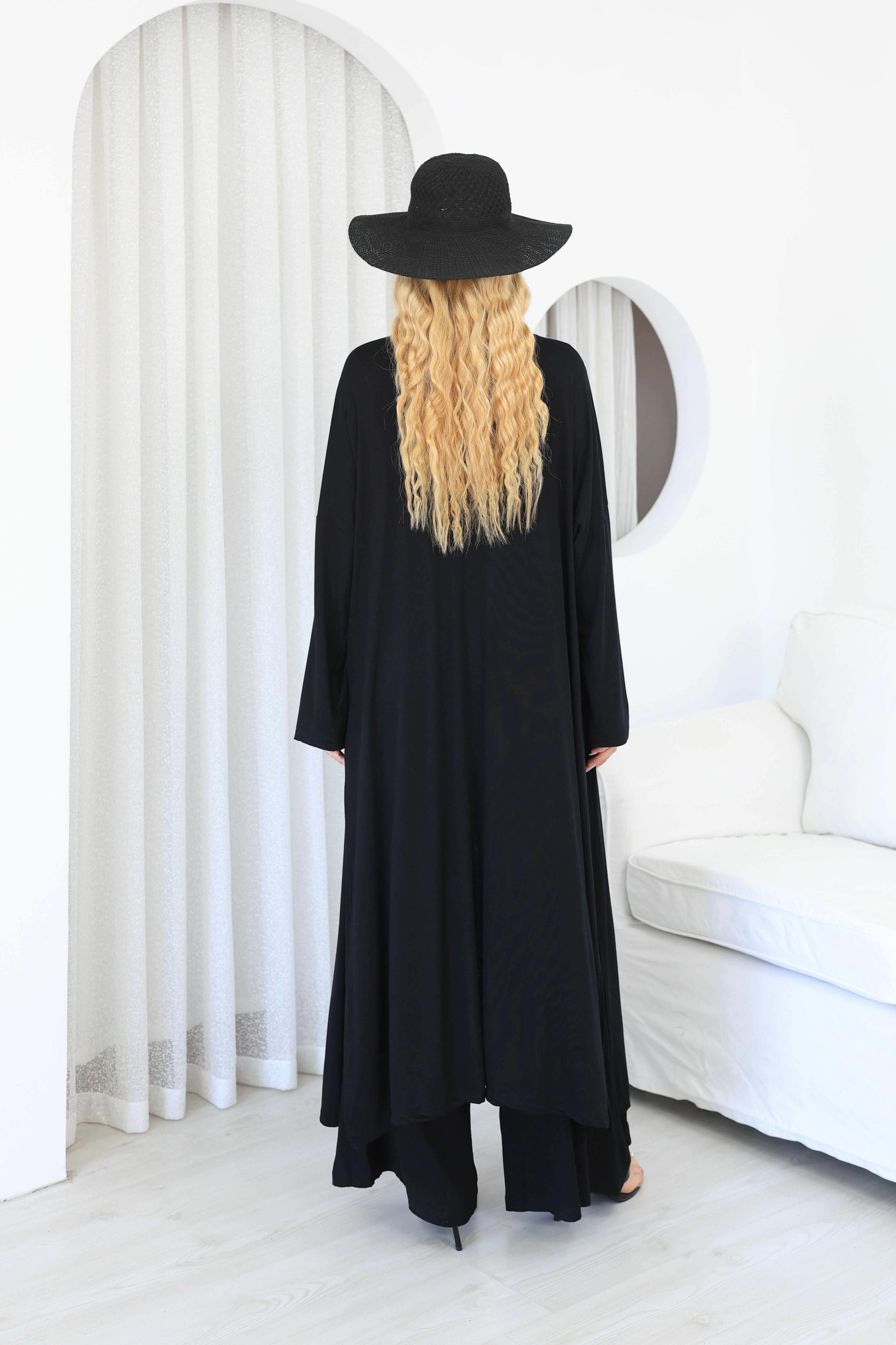 Üçlü Abaya Takım Siyah