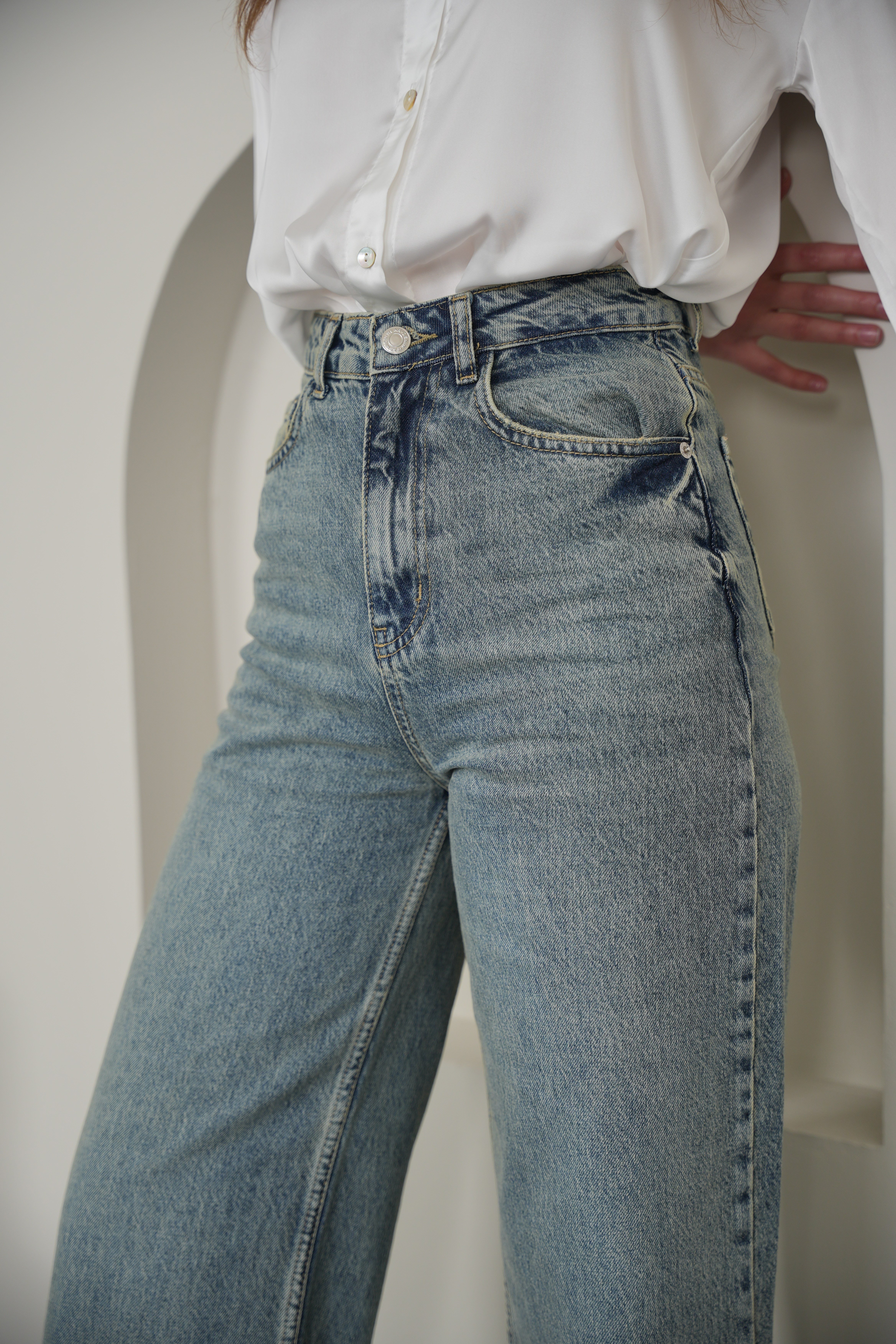 Wıde Leg Yüksek Bel  Mavi Jean