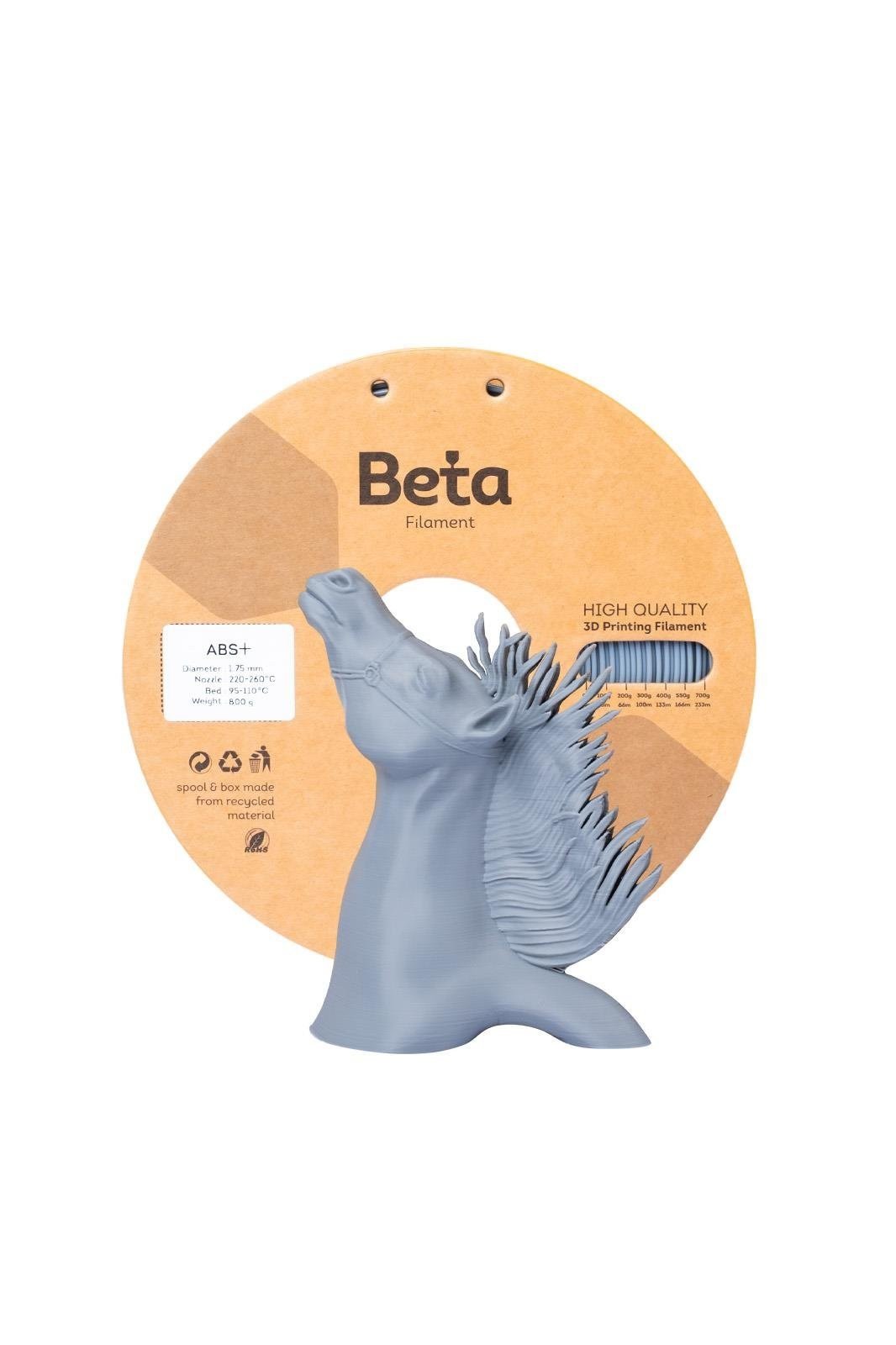 Beta ABS+ Filament Grey 1.75mm 800 Gr