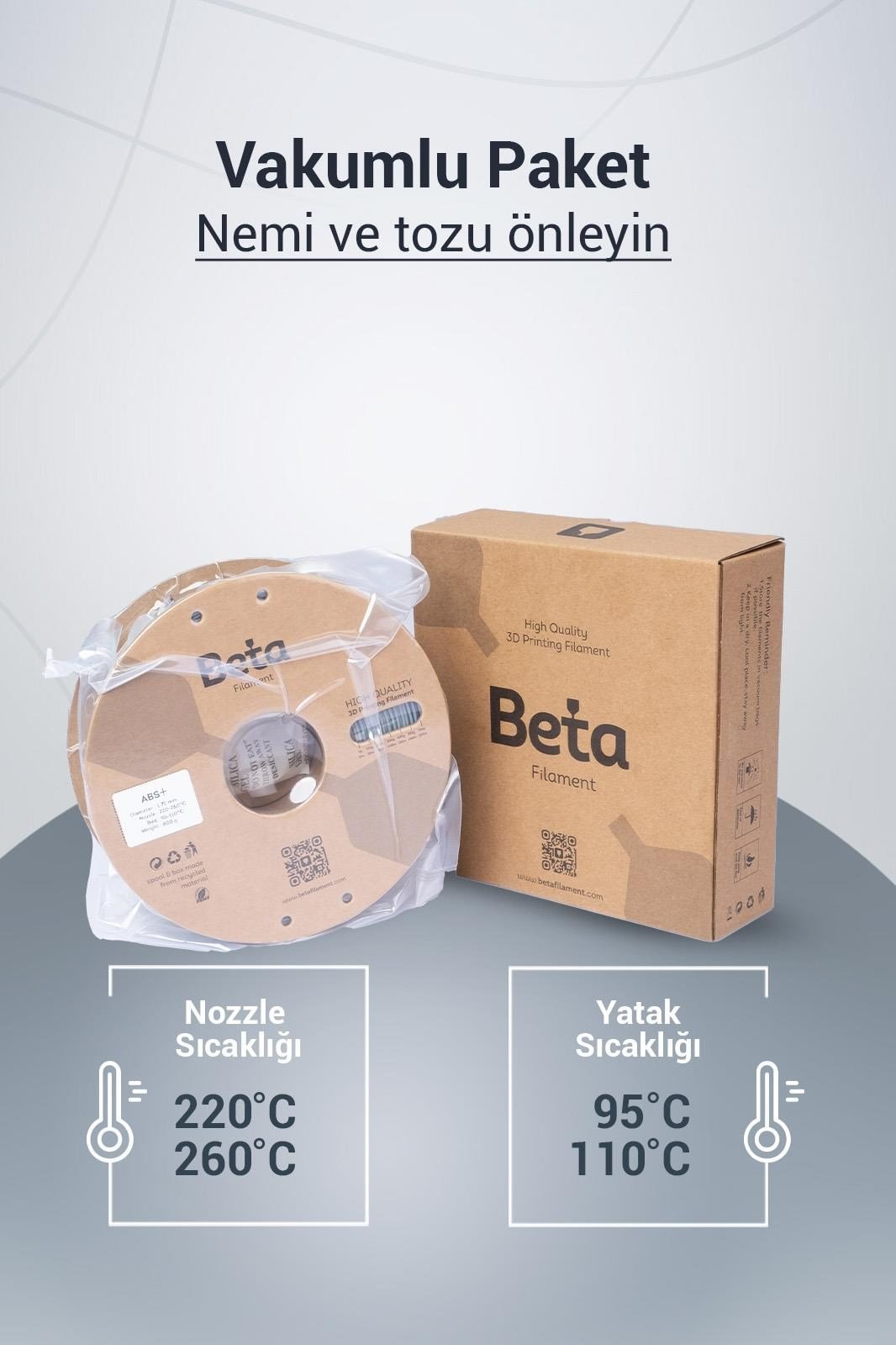 Beta ABS+ Filament Grey 1.75mm 800 Gr
