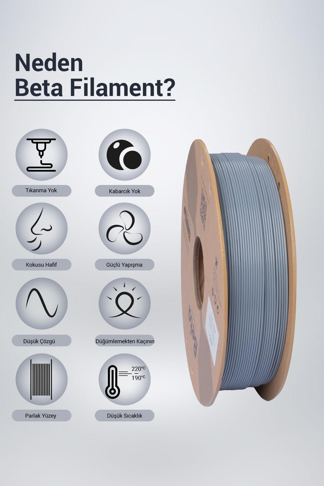 Beta ABS+ Filament Grey 1.75mm 800 Gr