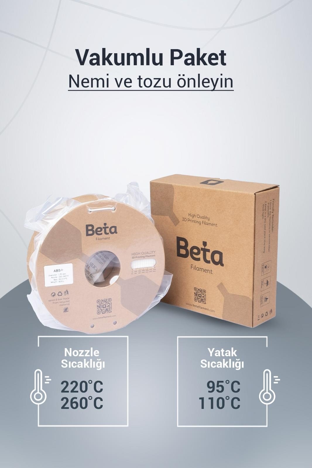 Beta ABS+ Filament White 1.75mm 800 Gr