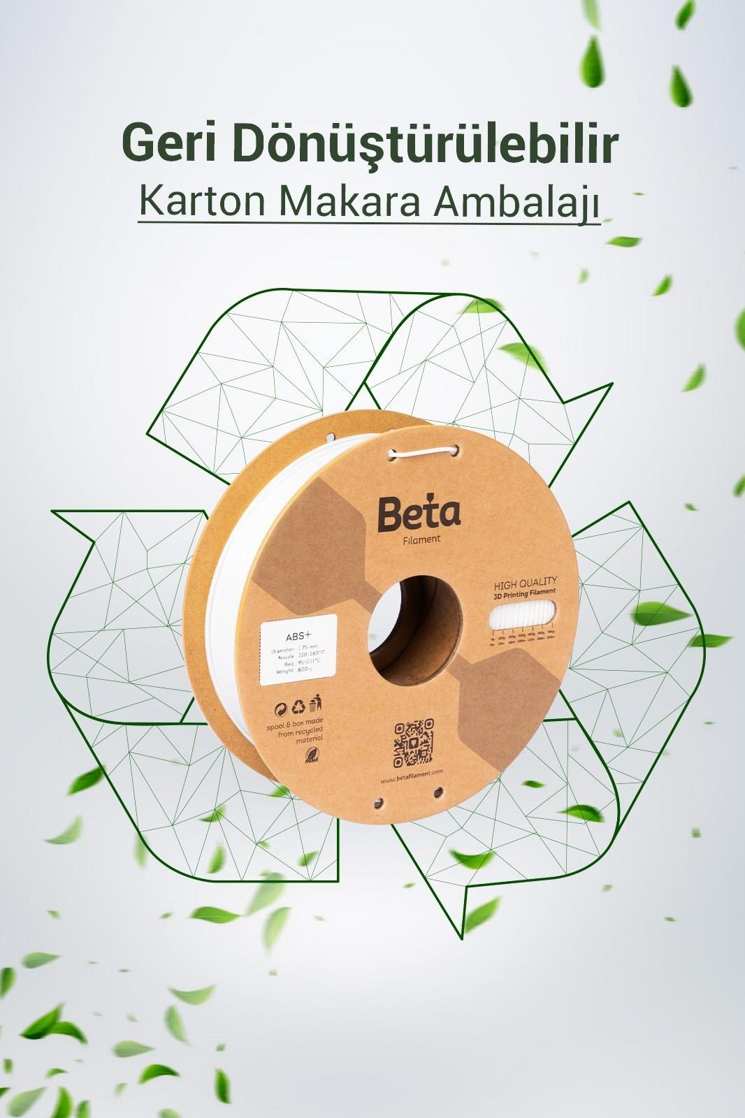 Beta ABS+ Filament White 1.75mm 800 Gr