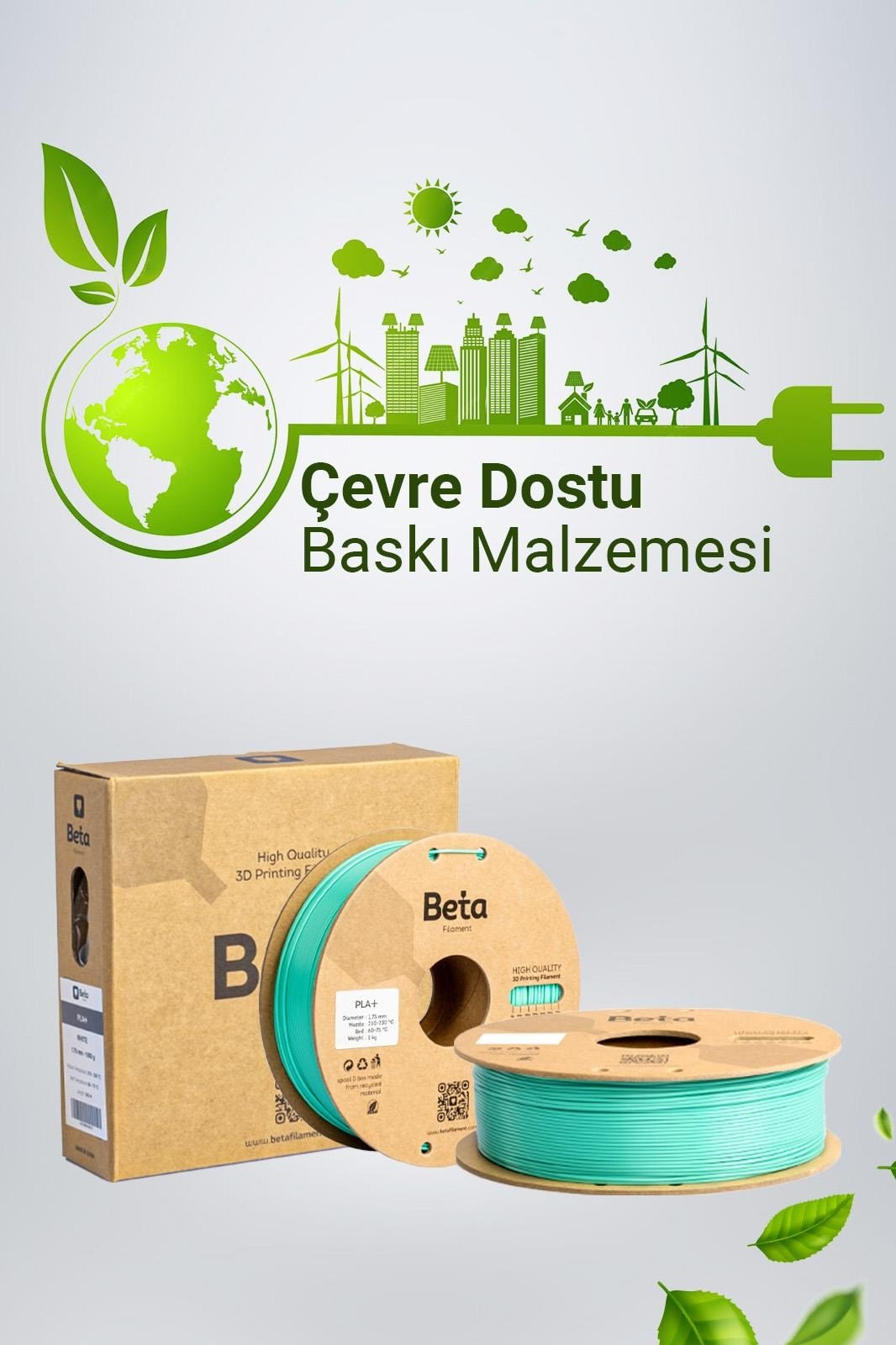 Beta PLA+ Aqua Green Filament 1.75mm 1kg