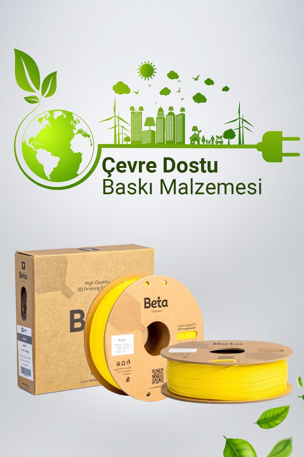 Beta PLA+ Filament Cyber Yellow 1.75mm 1kg