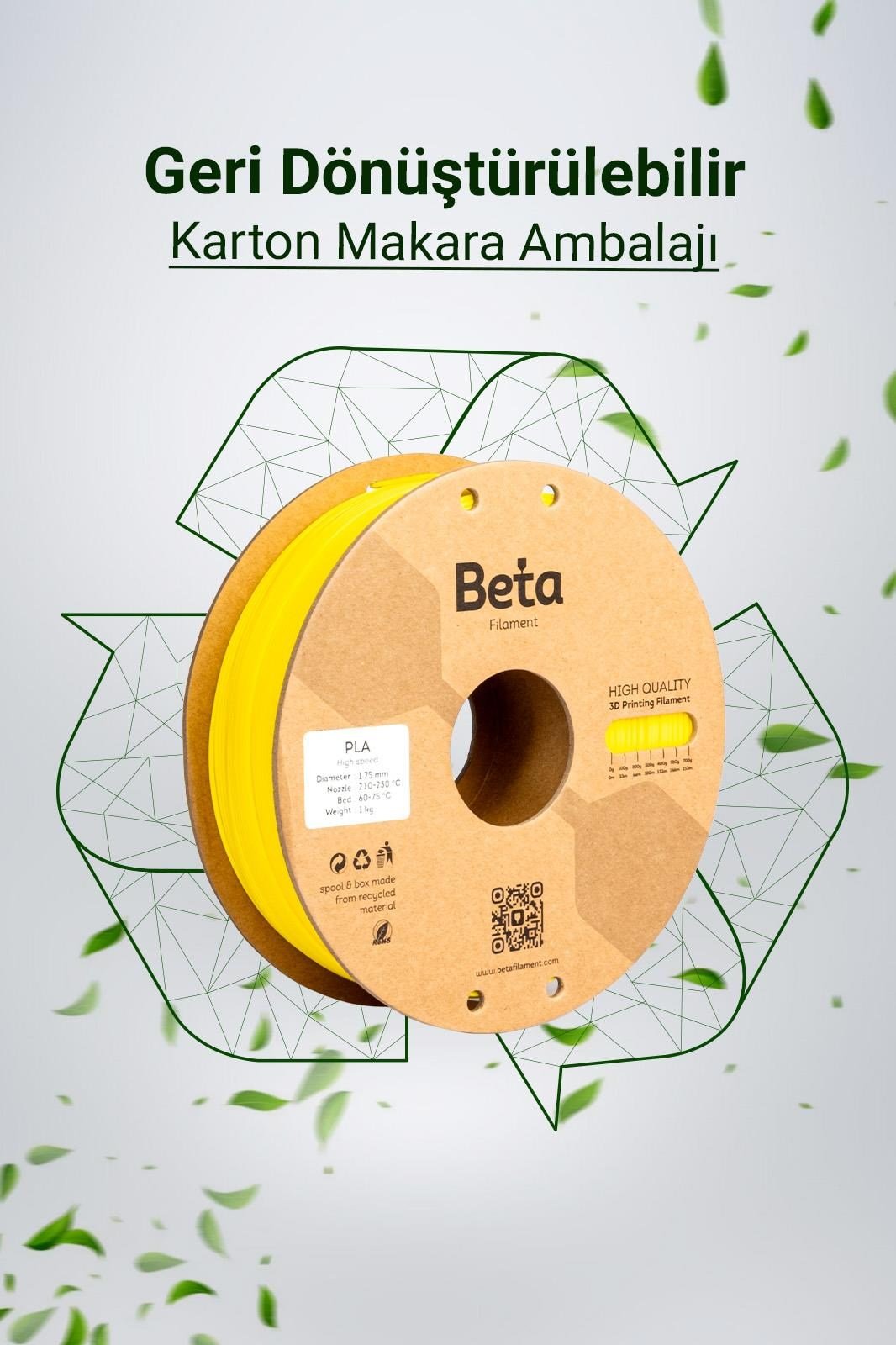 Beta PLA High-Speed Filament Cyber Yellow