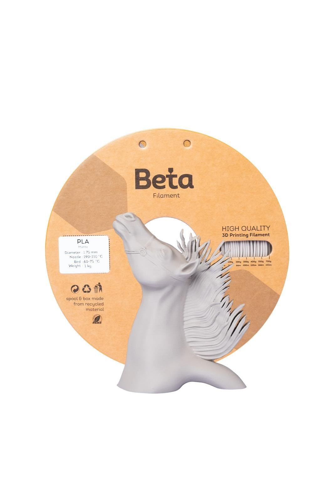 Beta PLA-Matte Warm Grey Filament 1.75mm 1kg