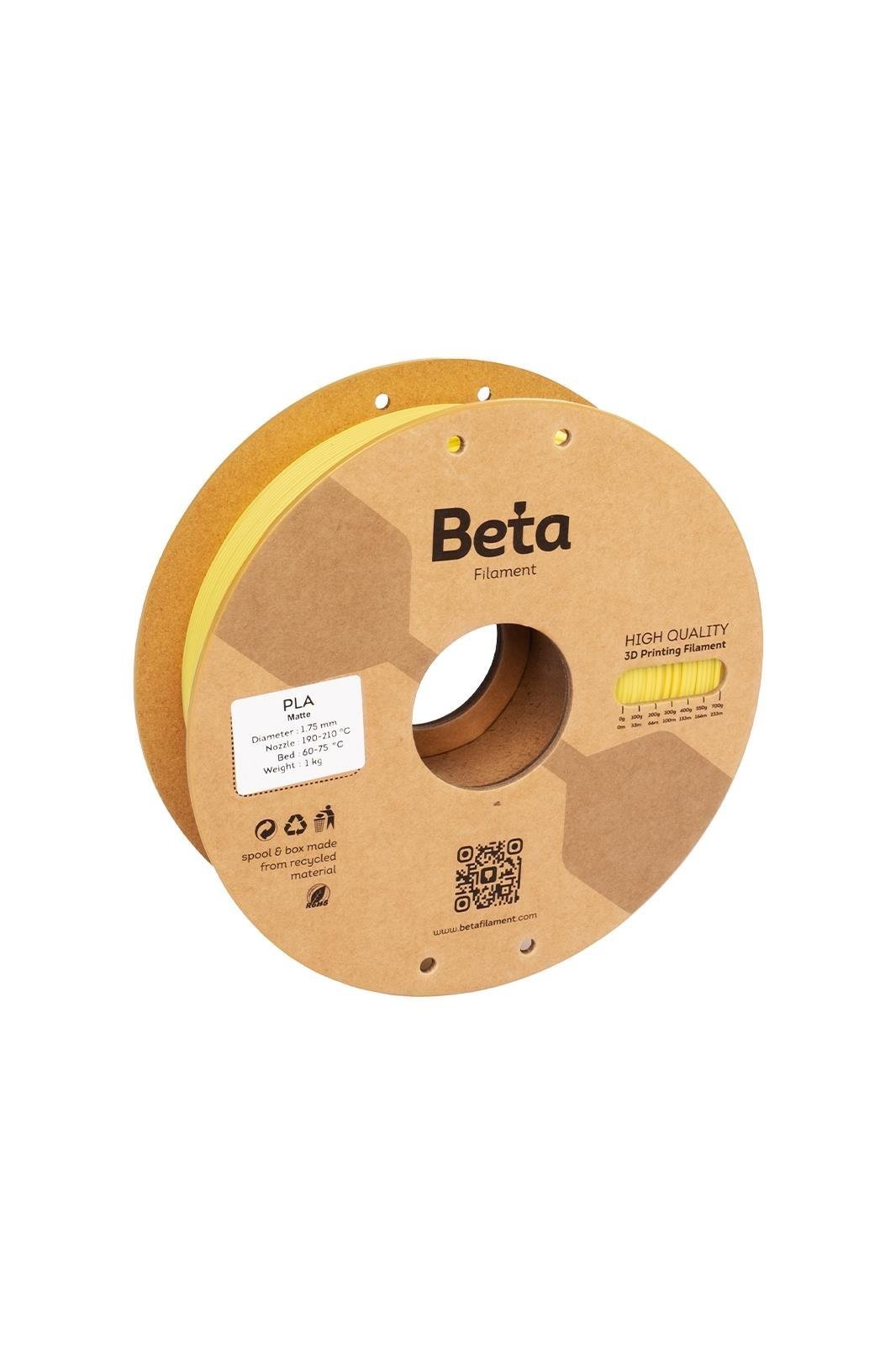 Beta PLA-Matte Yellow Filament 1.75mm 1kg