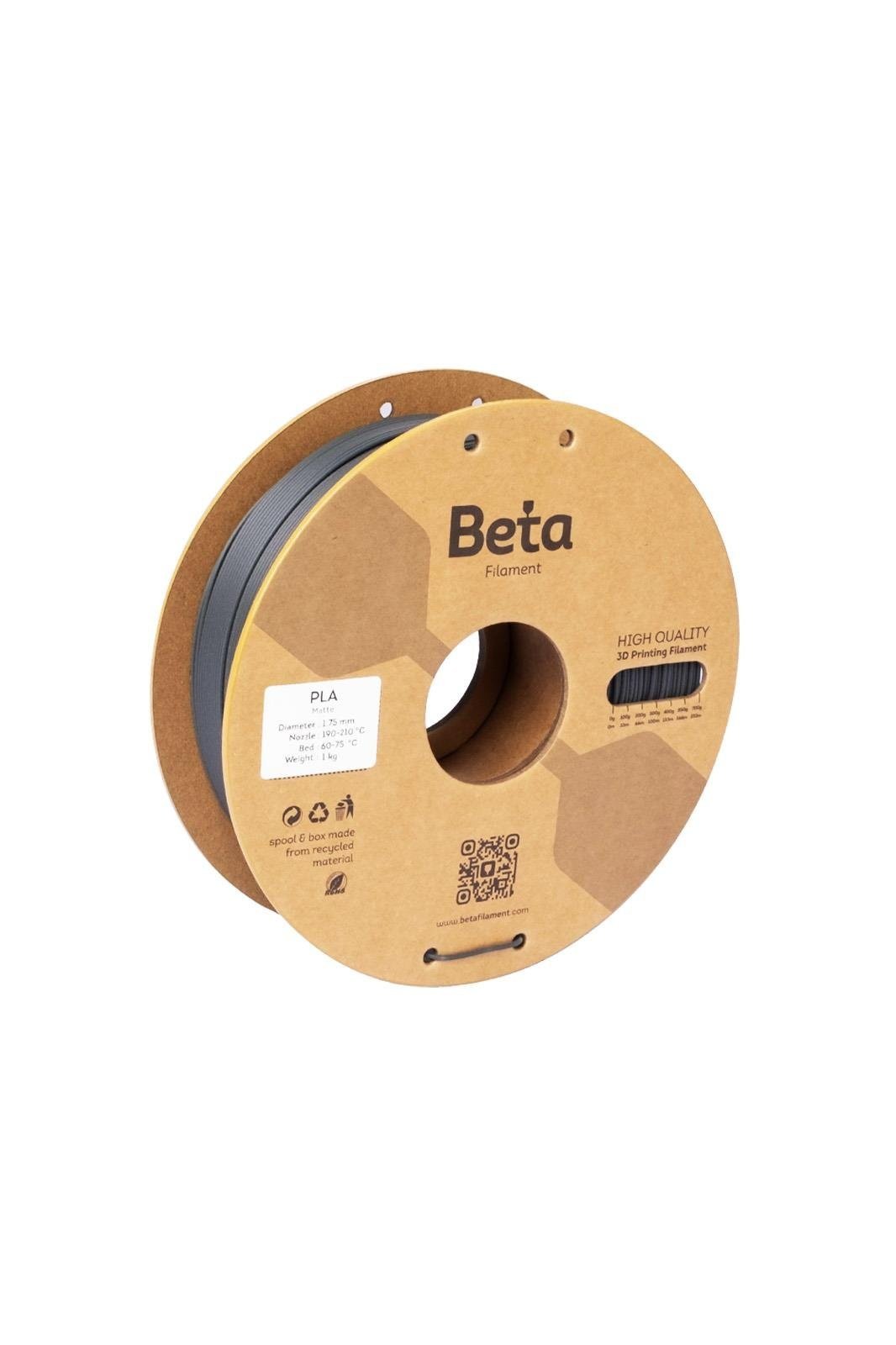 Beta PLA-MatteAsh Grey Filament 1.75mm 1kg