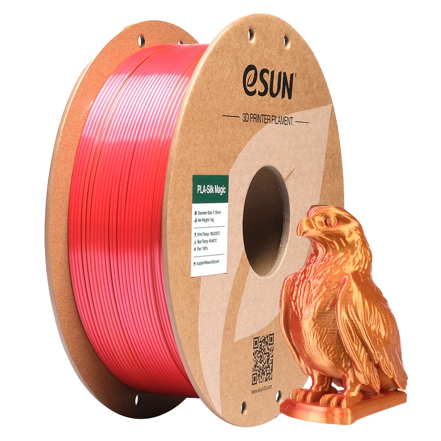 Esun PLA-Silk Magic Filament Red-Gold 1.75mm 1kg